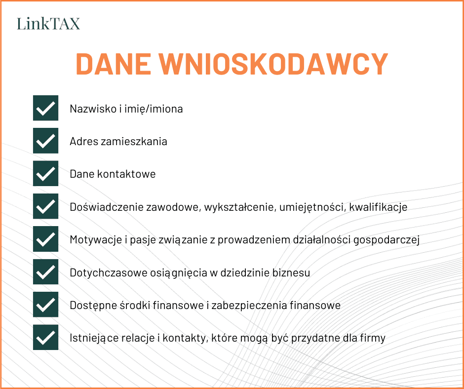 Najważniejsze dane wnioskodawcy biznesplanu