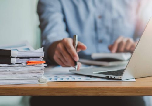Business Documents, Auditor businesswoman checking searching doc